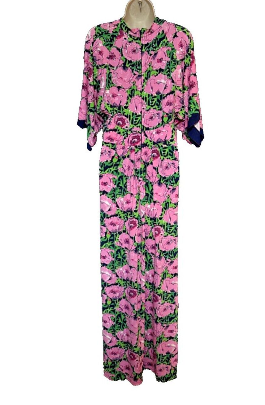 Lilly Pulitzer Wisteria V-Neck Maxi Floral Dress Low Tide Navy Size 10 NWT - Picture 7 of 16